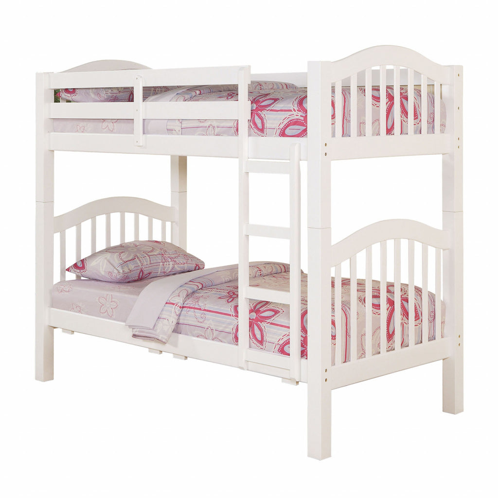 White Twin Over Twin Bunk Bed-1