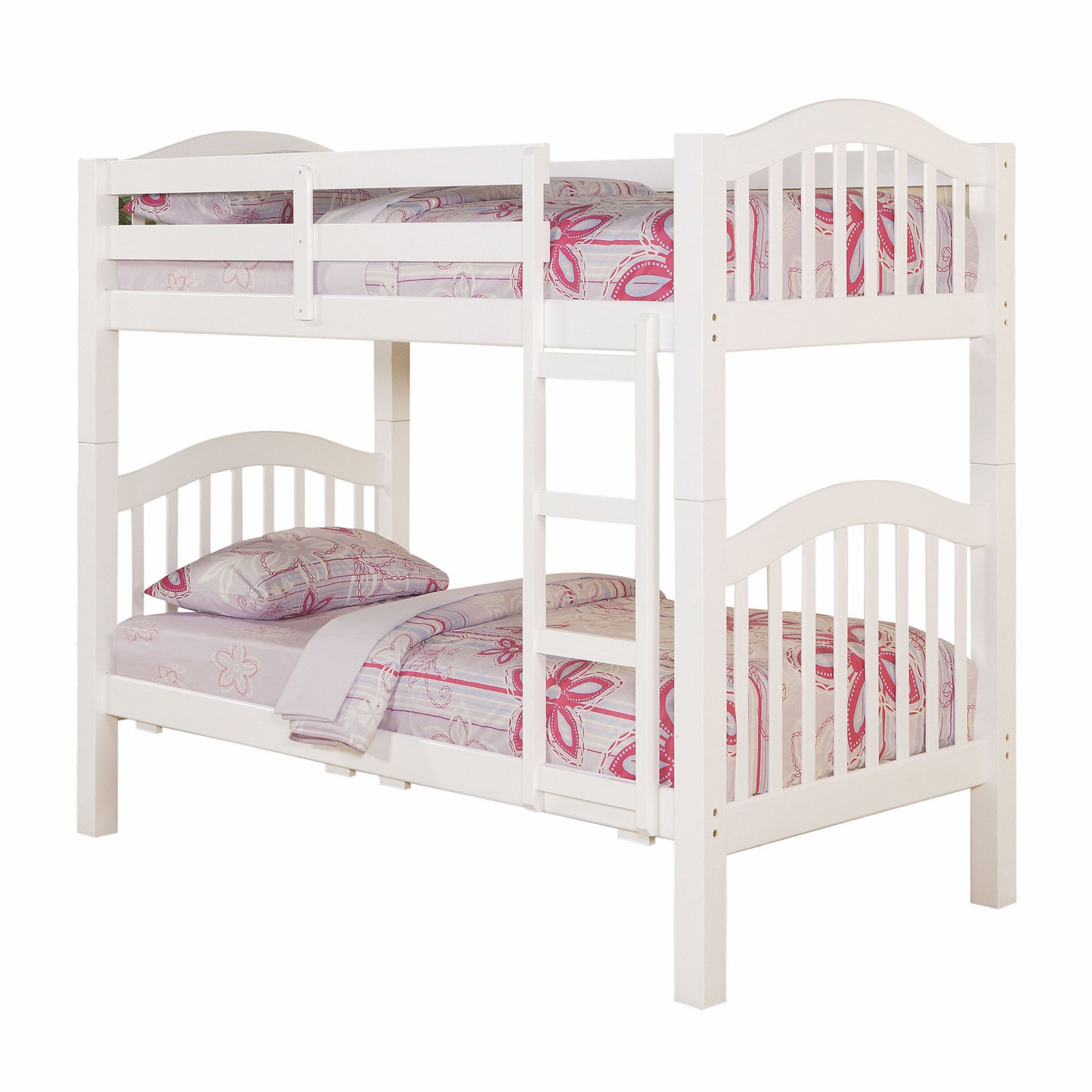 White Twin Over Twin Bunk Bed-1