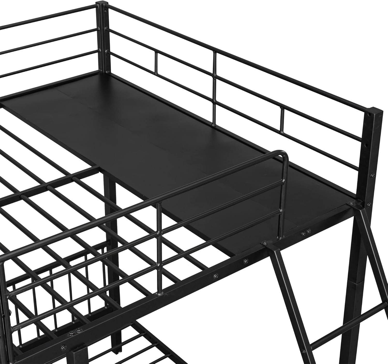 Black Metal Triple Bunk Bed with Drawers-4