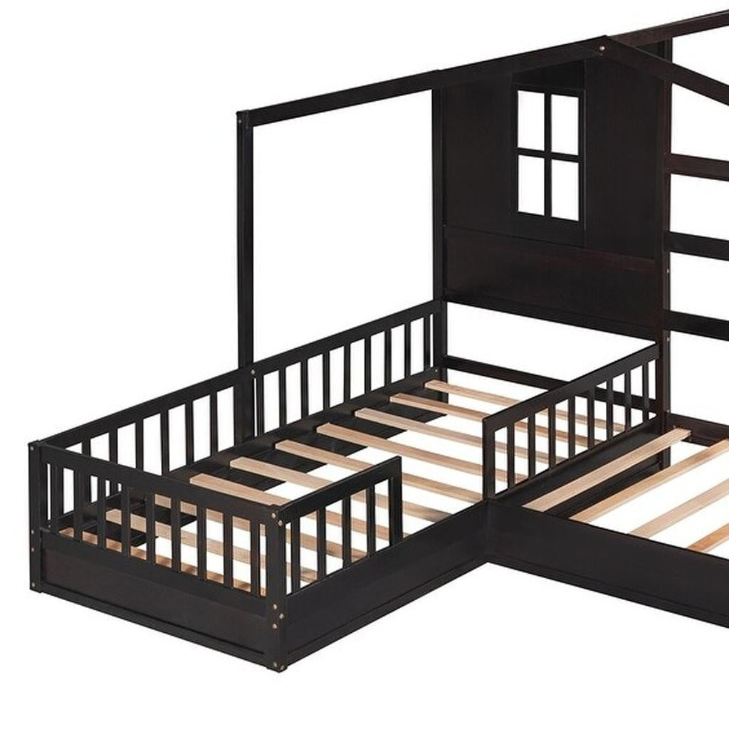 Espresso Wood Twin Canopy Bed Frame-5