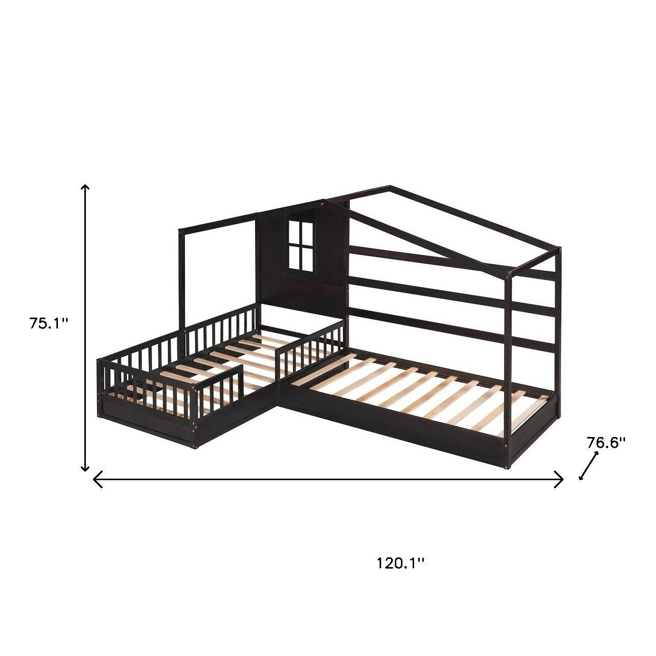 Espresso Wood Twin Canopy Bed Frame-7