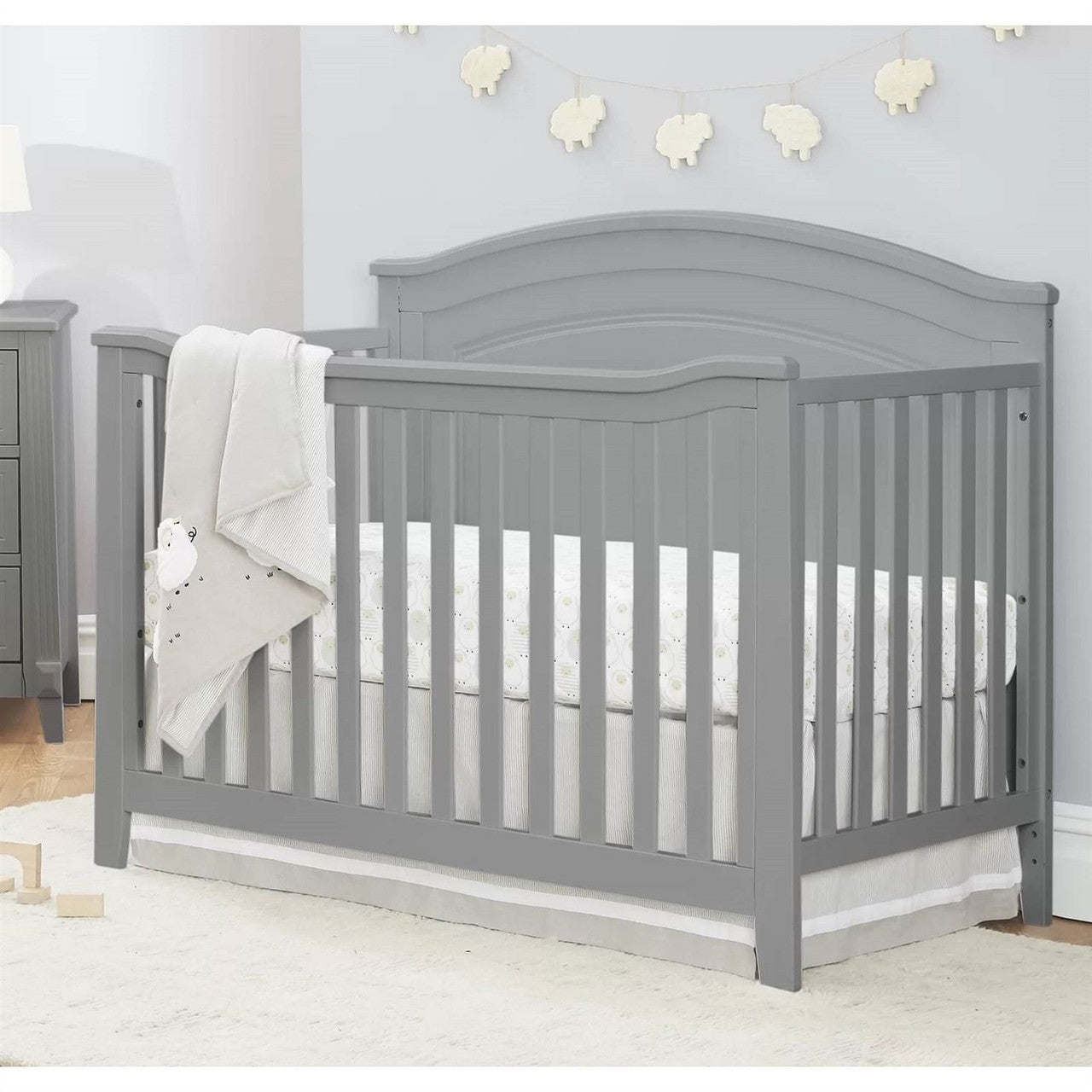 SF Home Solid Wood Convertible Crib in Grey - Toddler Bed Sold Separately-2